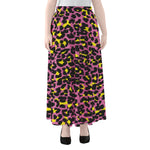 Pink And Yellow Leopard Print Chiffon Maxi Skirt