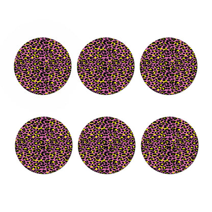 Pink And Yellow Leopard Print Coaster Set