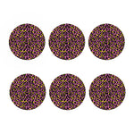 Pink And Yellow Leopard Print Coaster Set