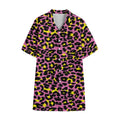 Pink And Yellow Leopard Print Cotton Hawaiian Shirt