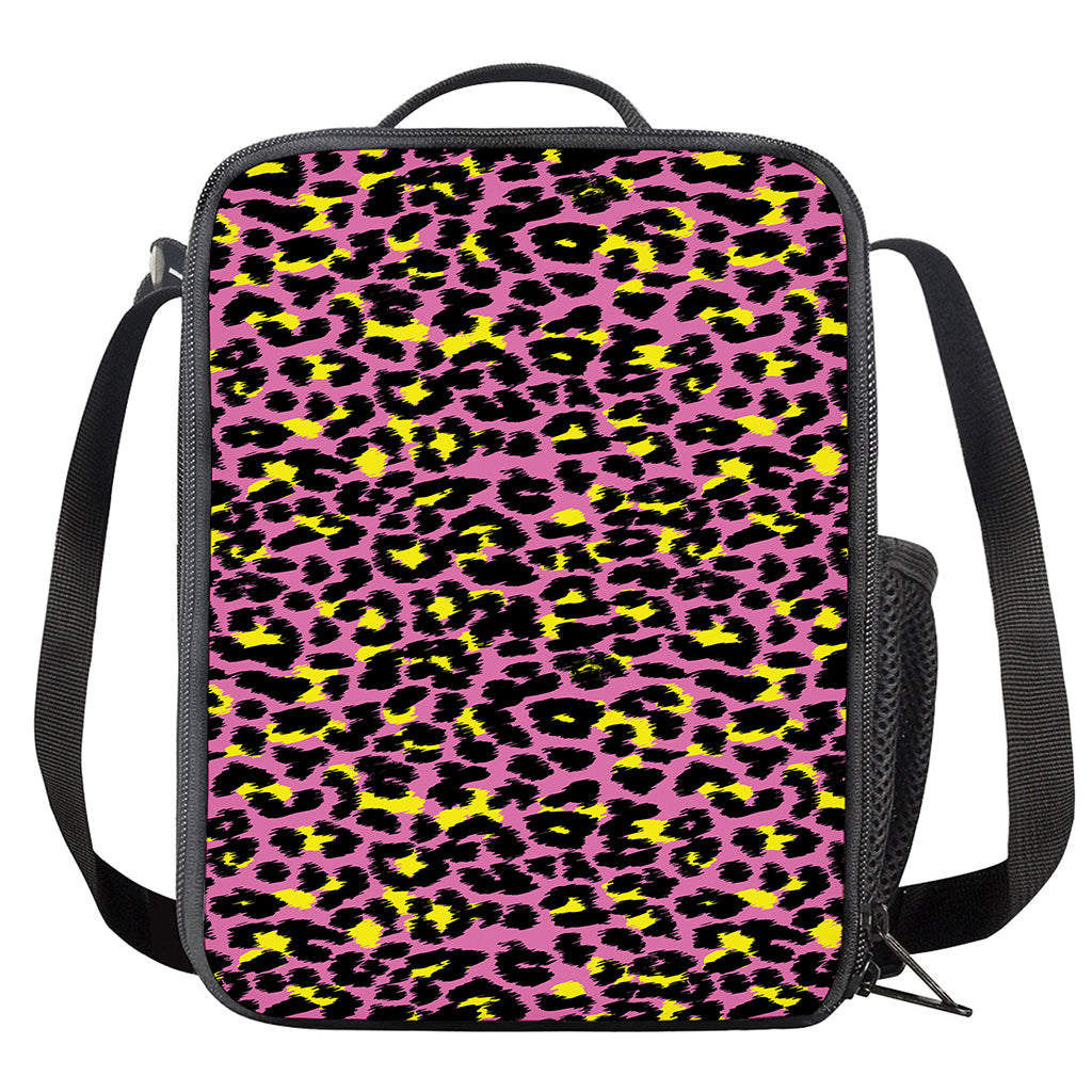 Pink And Yellow Leopard Print Crossbody Lunch Bag
