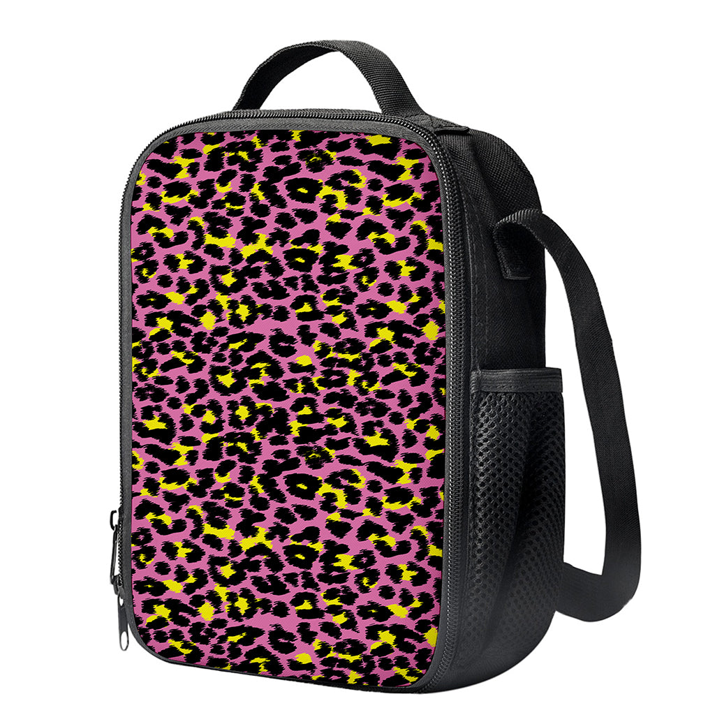 Pink And Yellow Leopard Print Crossbody Lunch Bag