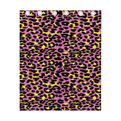 Pink And Yellow Leopard Print Curtain