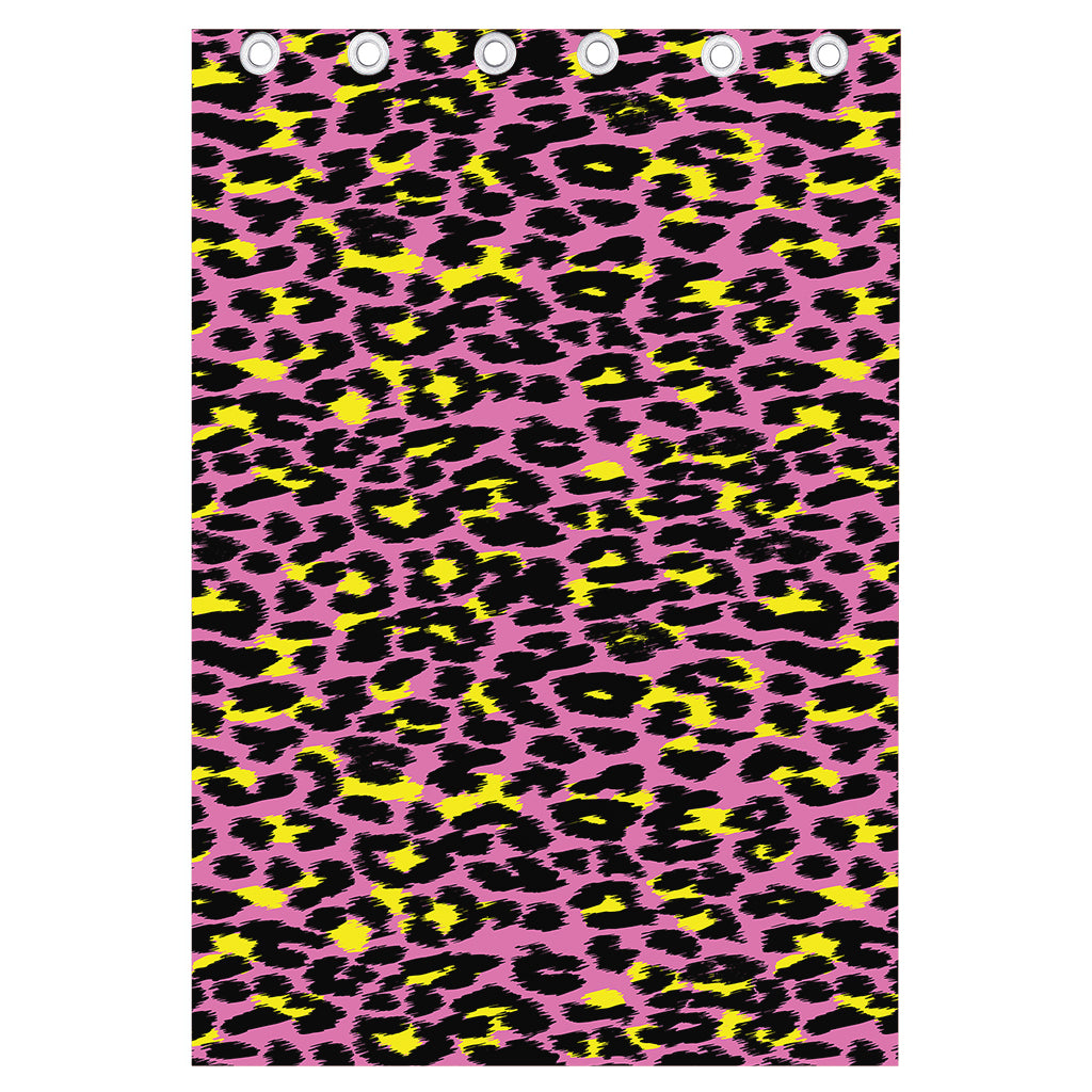 Pink And Yellow Leopard Print Curtain