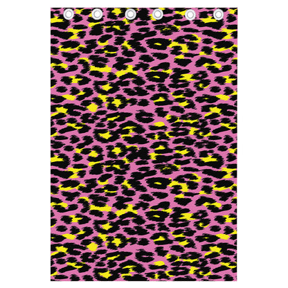 Pink And Yellow Leopard Print Curtain