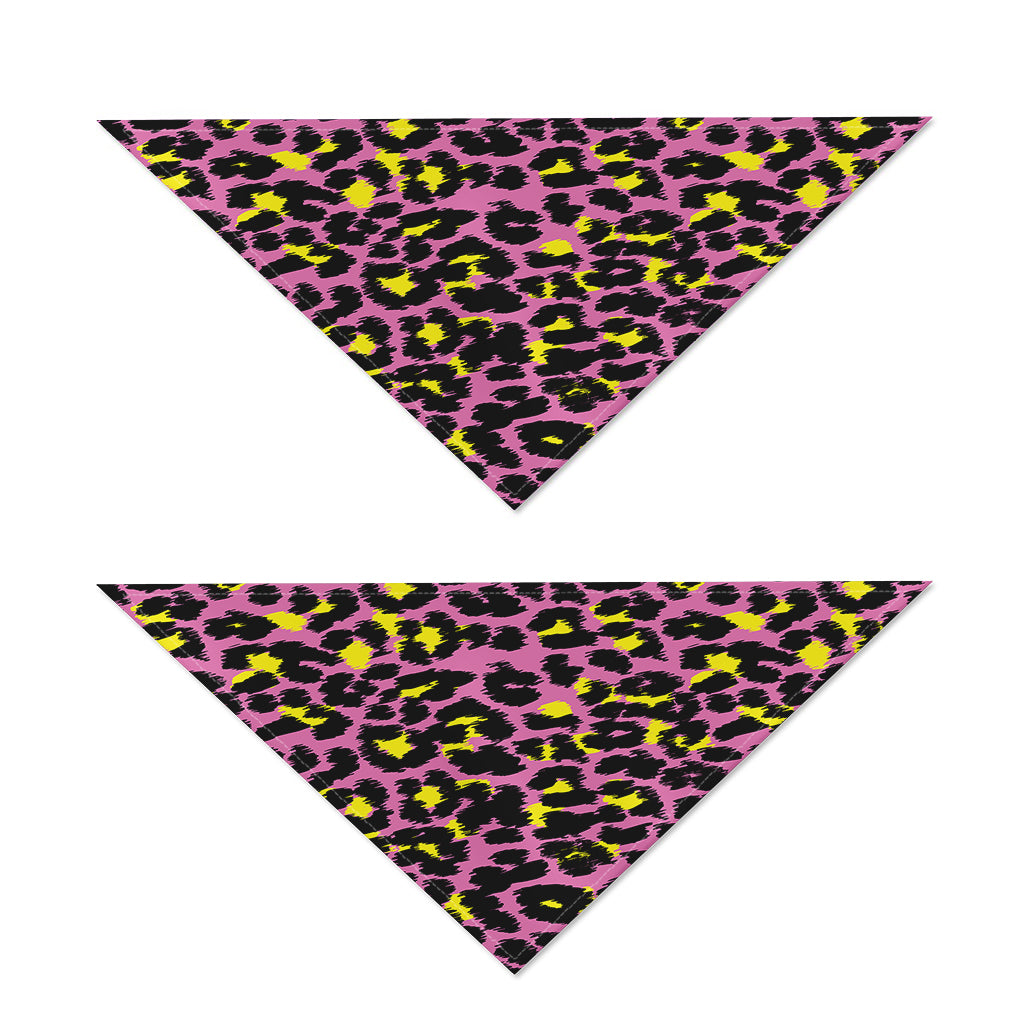 Pink And Yellow Leopard Print Dog Bandana