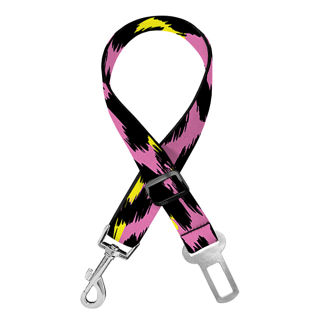 Pink And Yellow Leopard Print Dog Seat Belt