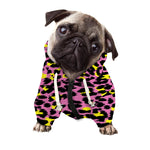Pink And Yellow Leopard Print Dog Zip Up Hoodie
