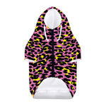 Pink And Yellow Leopard Print Dog Zip Up Hoodie
