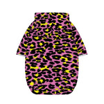 Pink And Yellow Leopard Print Dog Zip Up Hoodie