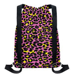 Pink And Yellow Leopard Print Drawstring Backpack