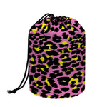 Pink And Yellow Leopard Print Drawstring Makeup Bag
