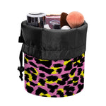 Pink And Yellow Leopard Print Drawstring Makeup Bag