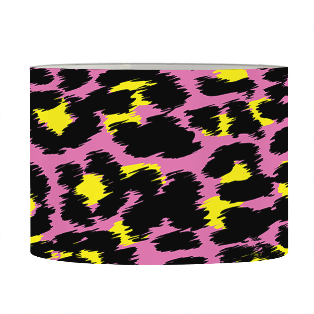 Pink And Yellow Leopard Print Drum Lamp Shade