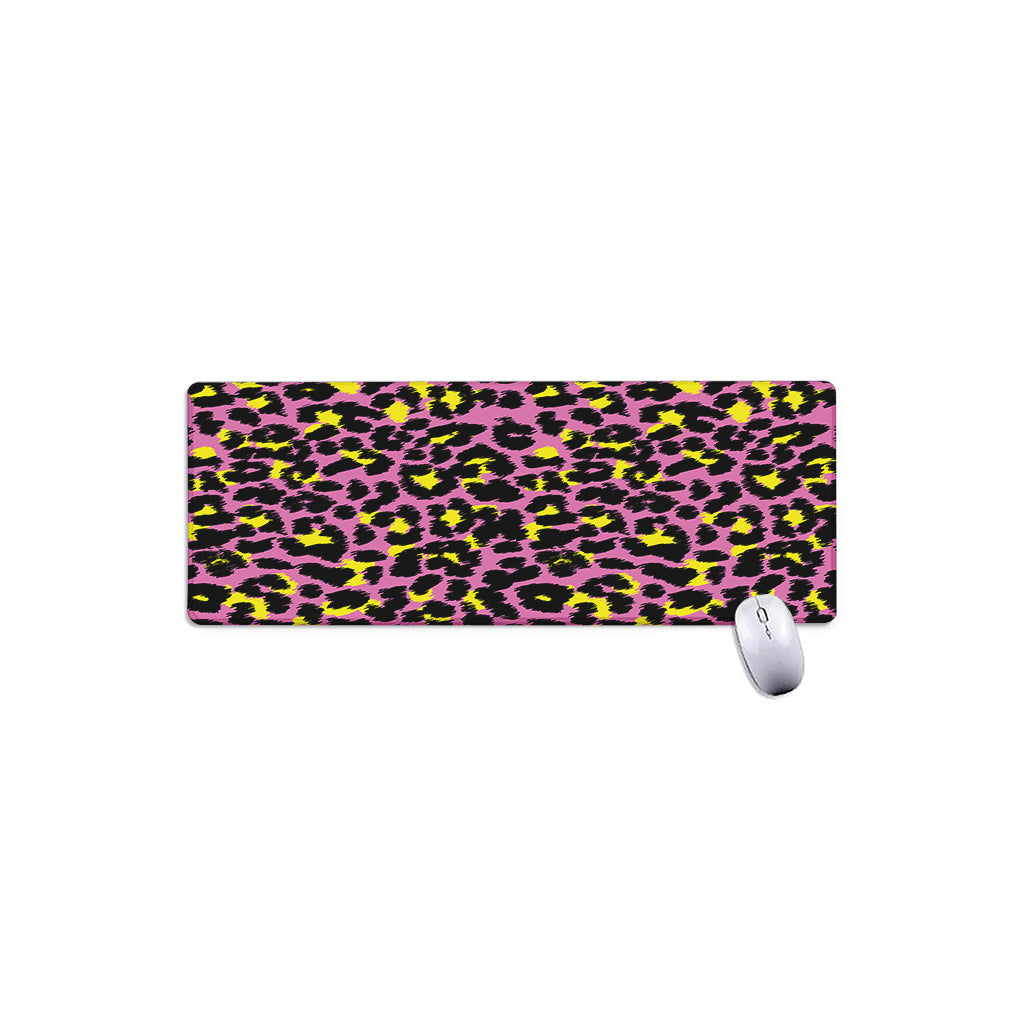 Pink And Yellow Leopard Print Extended Mouse Pad