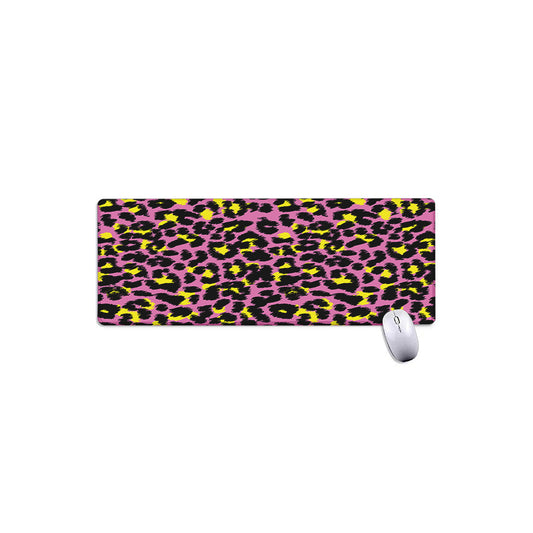 Pink And Yellow Leopard Print Extended Mouse Pad