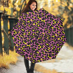 Pink And Yellow Leopard Print Foldable Umbrella
