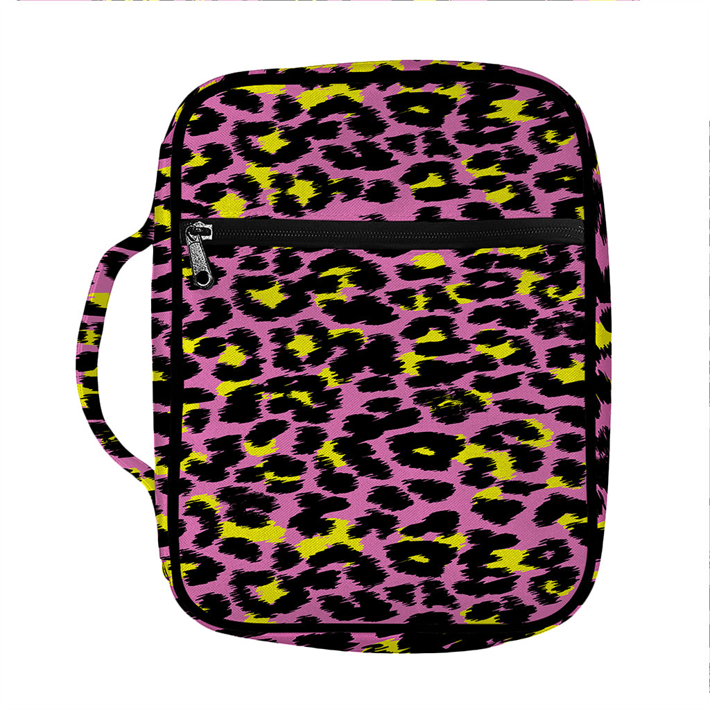 Pink And Yellow Leopard Print Front Pocket Bible Bag