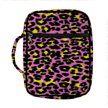 Pink And Yellow Leopard Print Front Pocket Bible Bag