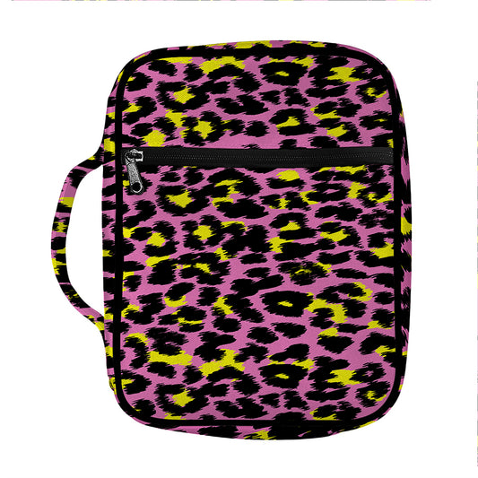 Pink And Yellow Leopard Print Front Pocket Bible Bag