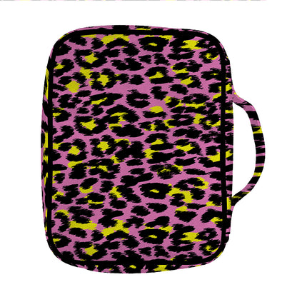 Pink And Yellow Leopard Print Front Pocket Bible Bag