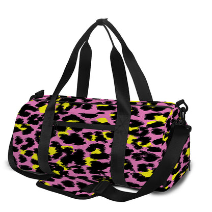 Pink And Yellow Leopard Print Gym Bag
