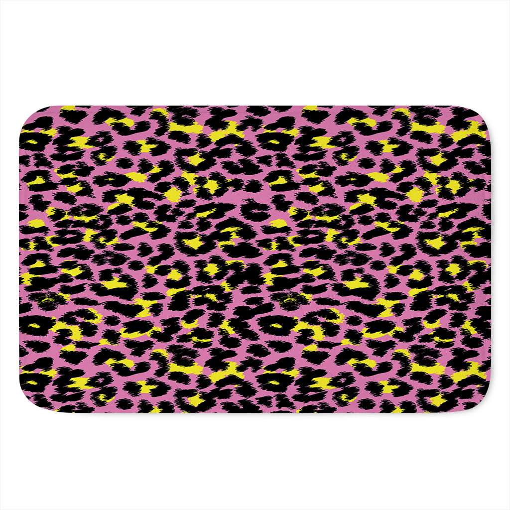 Pink And Yellow Leopard Print Indoor Door Mat