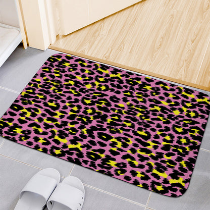 Pink And Yellow Leopard Print Indoor Door Mat