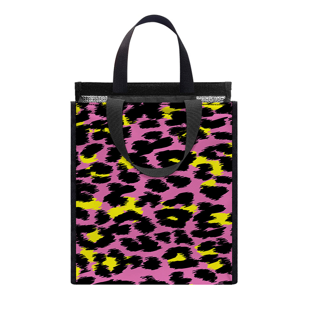 Pink And Yellow Leopard Print Insulated Lunch Tote