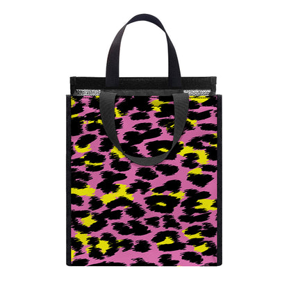 Pink And Yellow Leopard Print Insulated Lunch Tote