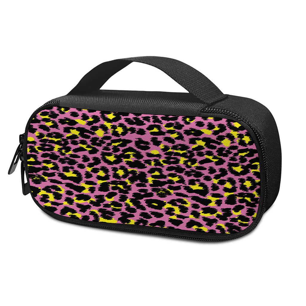 Pink And Yellow Leopard Print Insulin Cooler Travel Case