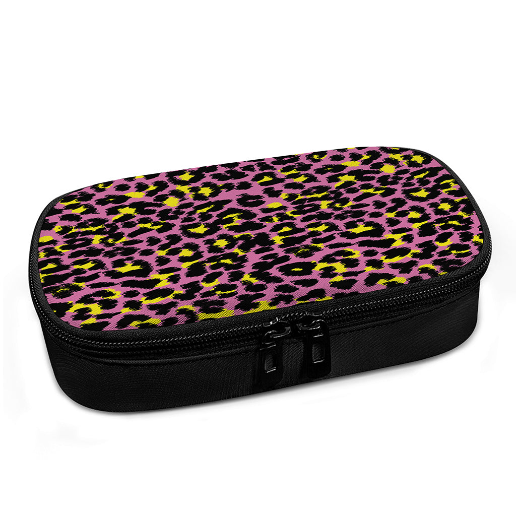 Pink And Yellow Leopard Print Insulin Cooler Travel Case