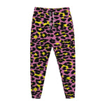 Pink And Yellow Leopard Print Jogger Pants