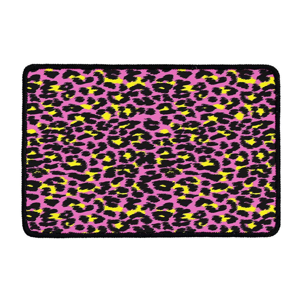 Pink And Yellow Leopard Print Kitchen Mat