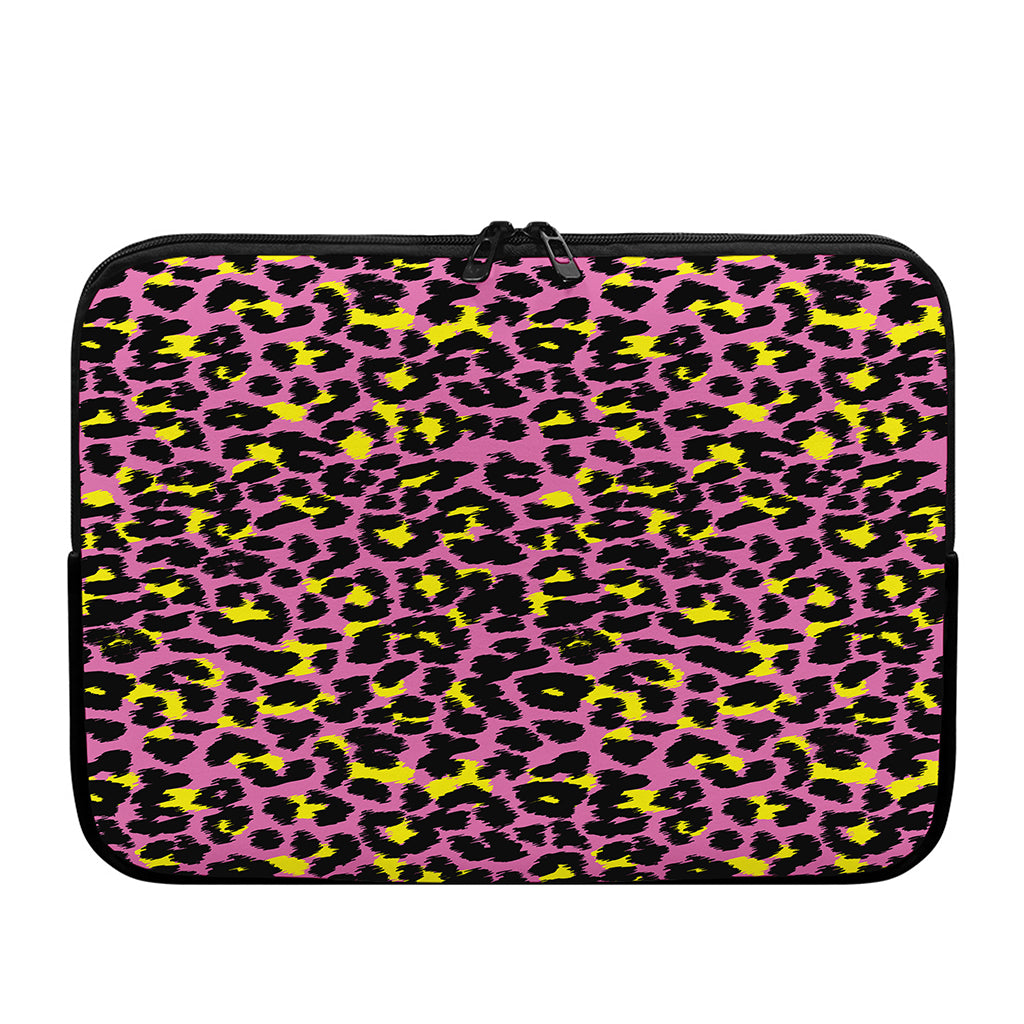 Pink And Yellow Leopard Print Laptop Sleeve