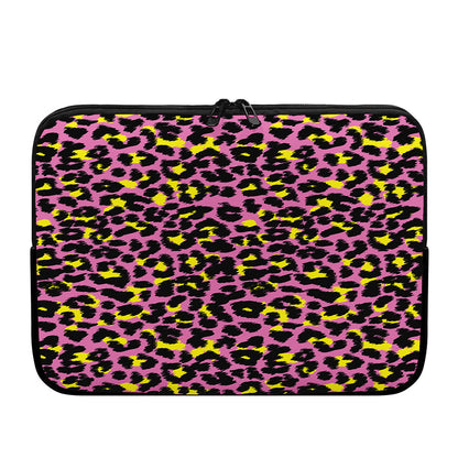 Pink And Yellow Leopard Print Laptop Sleeve
