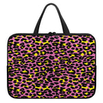 Pink And Yellow Leopard Print Laptop Sleeve With Handle