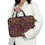 Pink And Yellow Leopard Print Laptop Sleeve With Handle