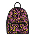 Pink And Yellow Leopard Print Leather Backpack
