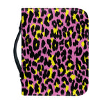 Pink And Yellow Leopard Print Leather Bible Cover
