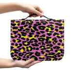 Pink And Yellow Leopard Print Leather Bible Cover