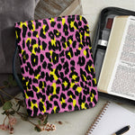 Pink And Yellow Leopard Print Leather Bible Cover