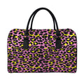 Pink And Yellow Leopard Print Leather Duffel Bag