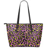 Pink And Yellow Leopard Print Leather Tote Bag