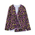 Pink And Yellow Leopard Print Long Sleeve Short Coat