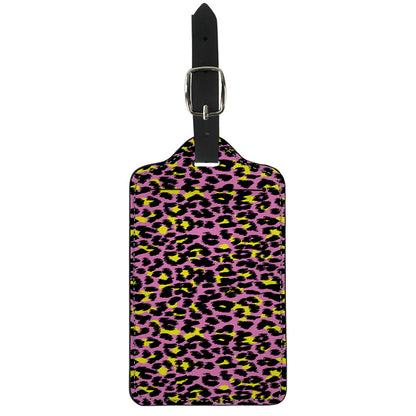 Pink And Yellow Leopard Print Luggage Tag