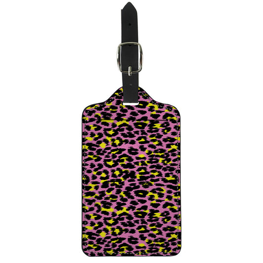 Pink And Yellow Leopard Print Luggage Tag