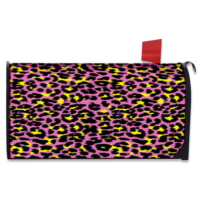 Pink And Yellow Leopard Print Mailbox Cover