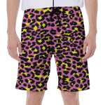 Pink And Yellow Leopard Print Men's Beach Shorts
