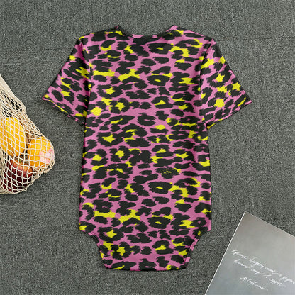Pink And Yellow Leopard Print Men's Bodysuit